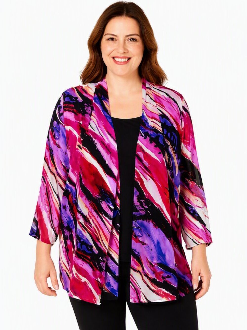 JM Collection XL Abstract Brushstroke Jacket – Bold, Artistic, Statement Piece!